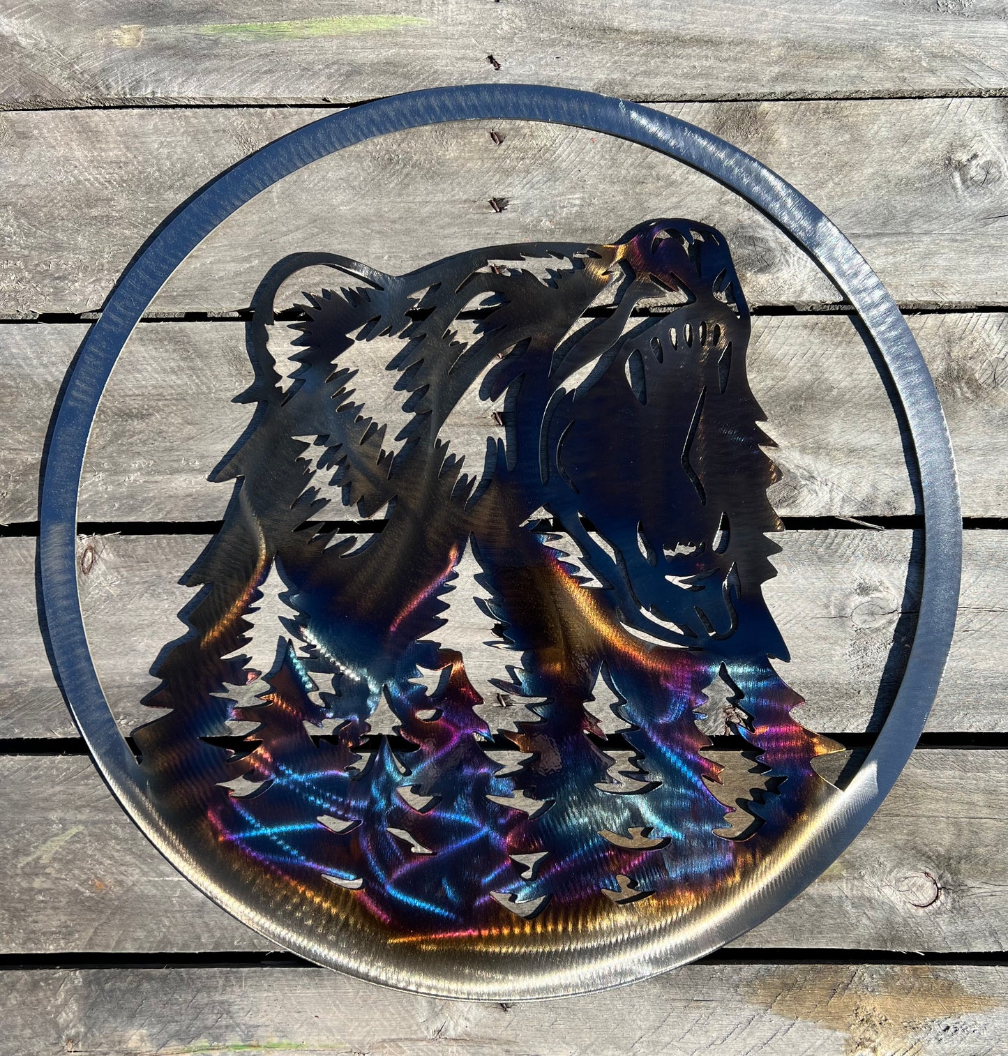 bear and trees metal art--main view