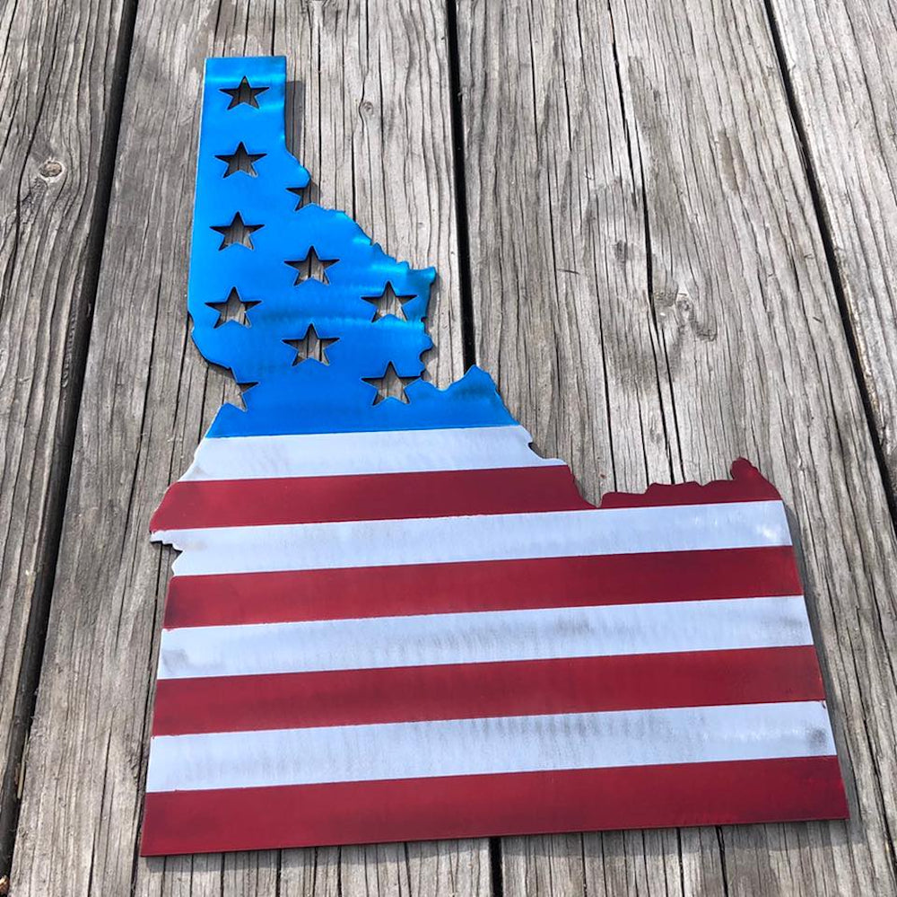 American Flag Idaho Metal Art