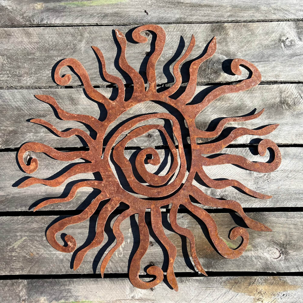 Wacky Sun Metal Art--Rust