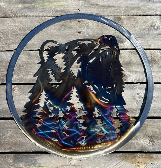bear and trees metal art--main view