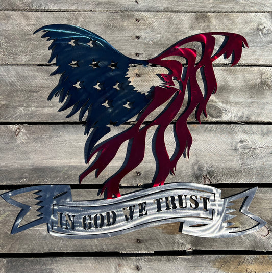 Patriotic eagle in God we trust