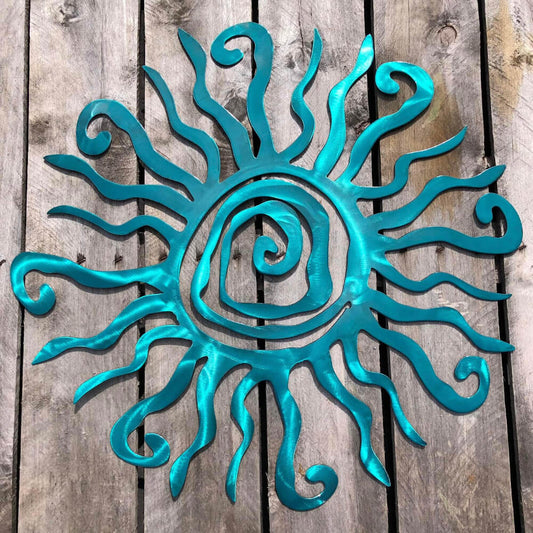 Wacky Sun Metal Art--Teal